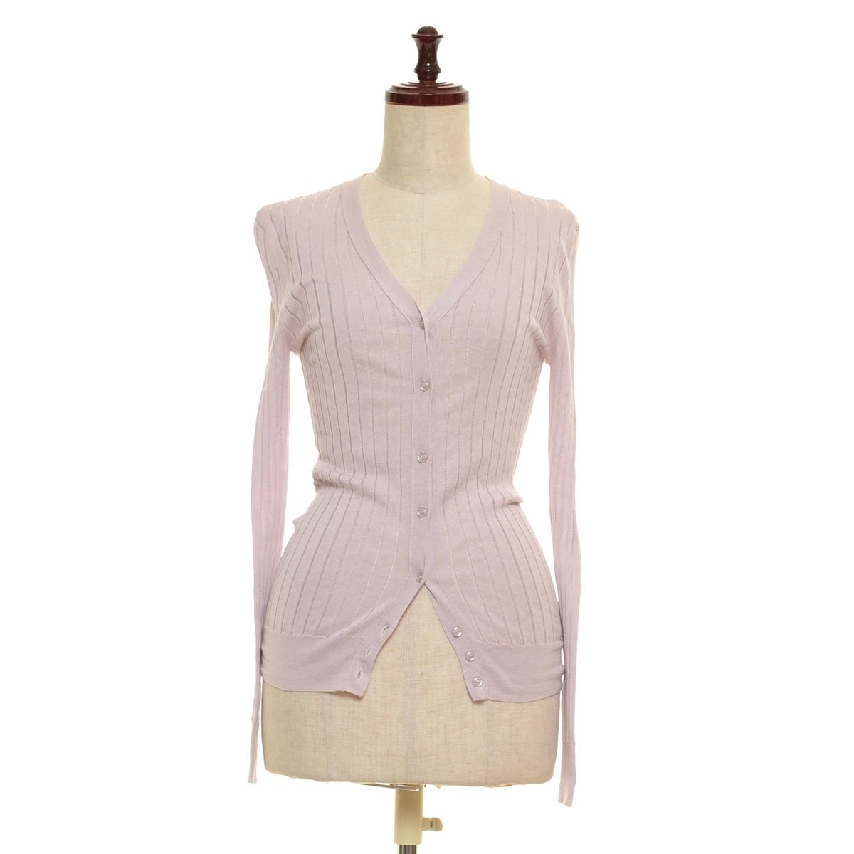 *408403 STUNNING LURE Stunning Lure rib knitted cardigan thin size S silk . lady's pink 