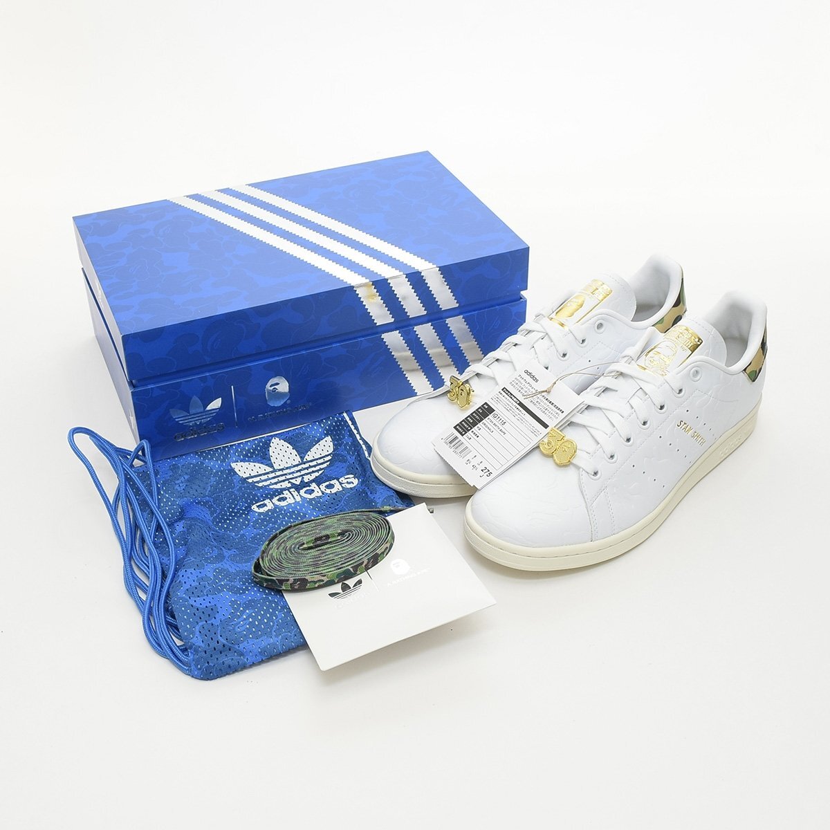 ◆500497 未使用品 adidas Originals ◆Stan Smith BAPE スタンスミス A BATHING APE ベイプ IG1115 27.5cm メンズ ホワイト