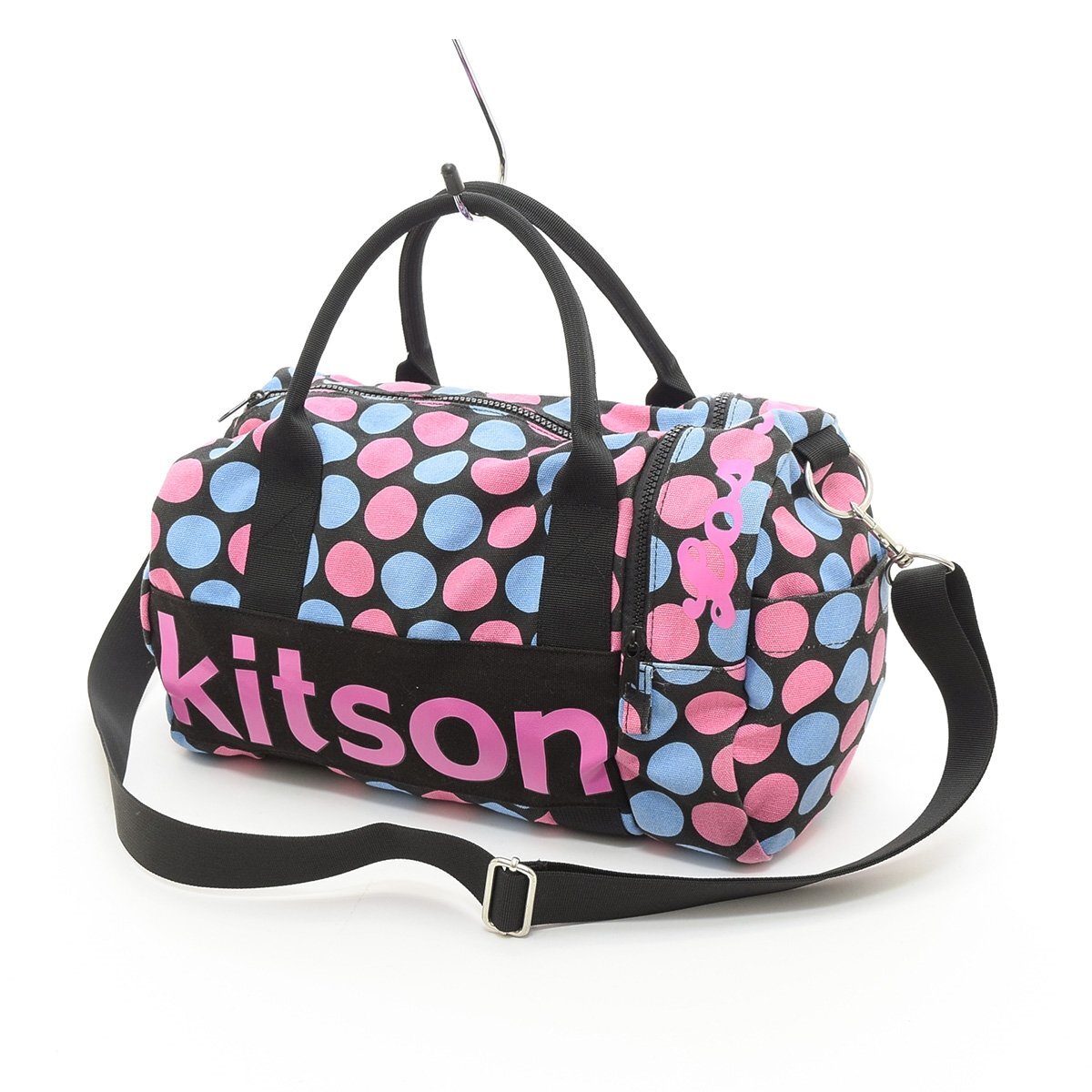 ◇494721 kitson キットソン 2WAYボストンバッグ 水玉ダッフルバッグ サイズw36 キャンバス レディース ブルー ピンク ドット_画像1