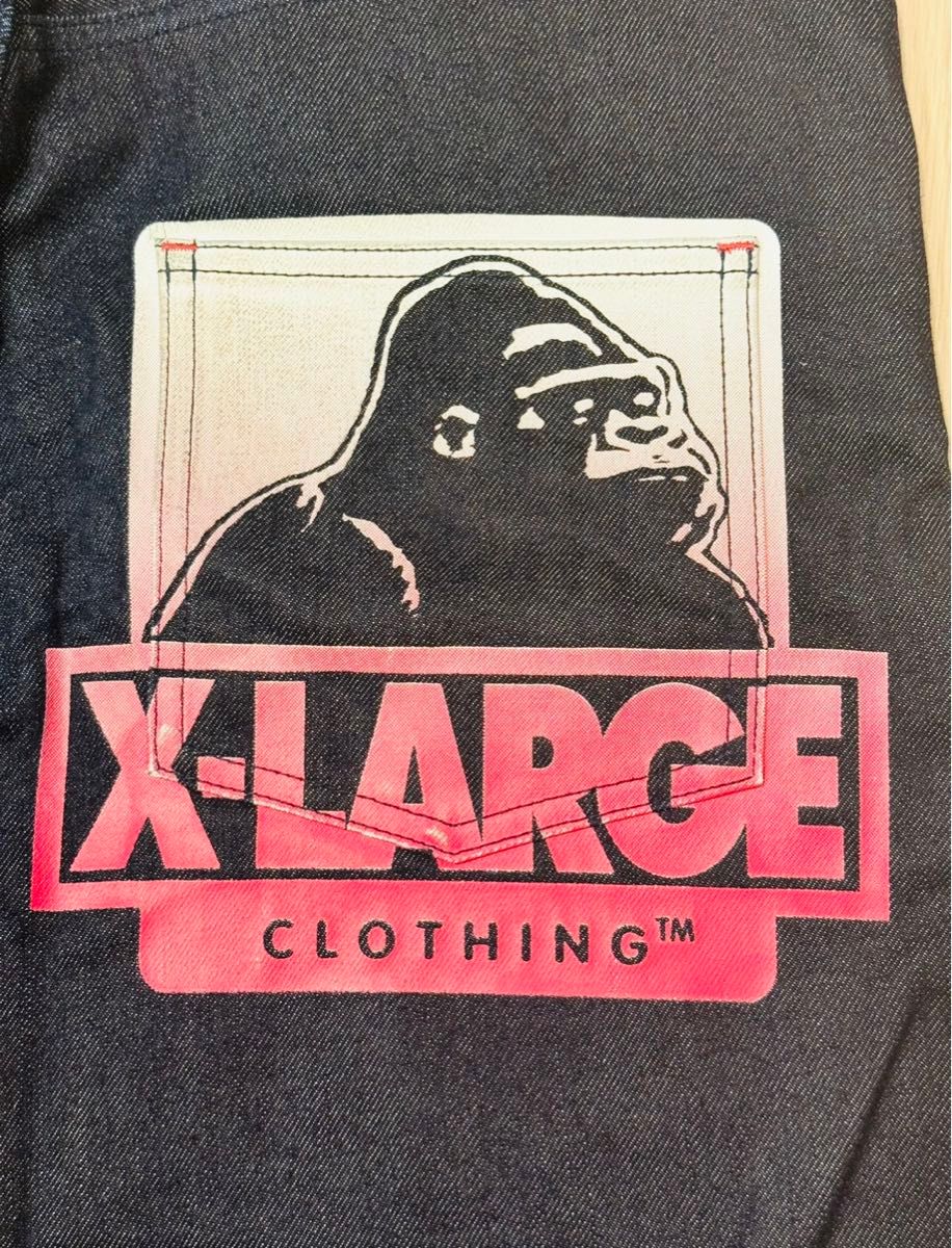 【美品】ヴィンテージ XLARGE メンズ Lサイズ 牛革 レザー デニム パンツ ジーンズ ストリート レッド ブラック 