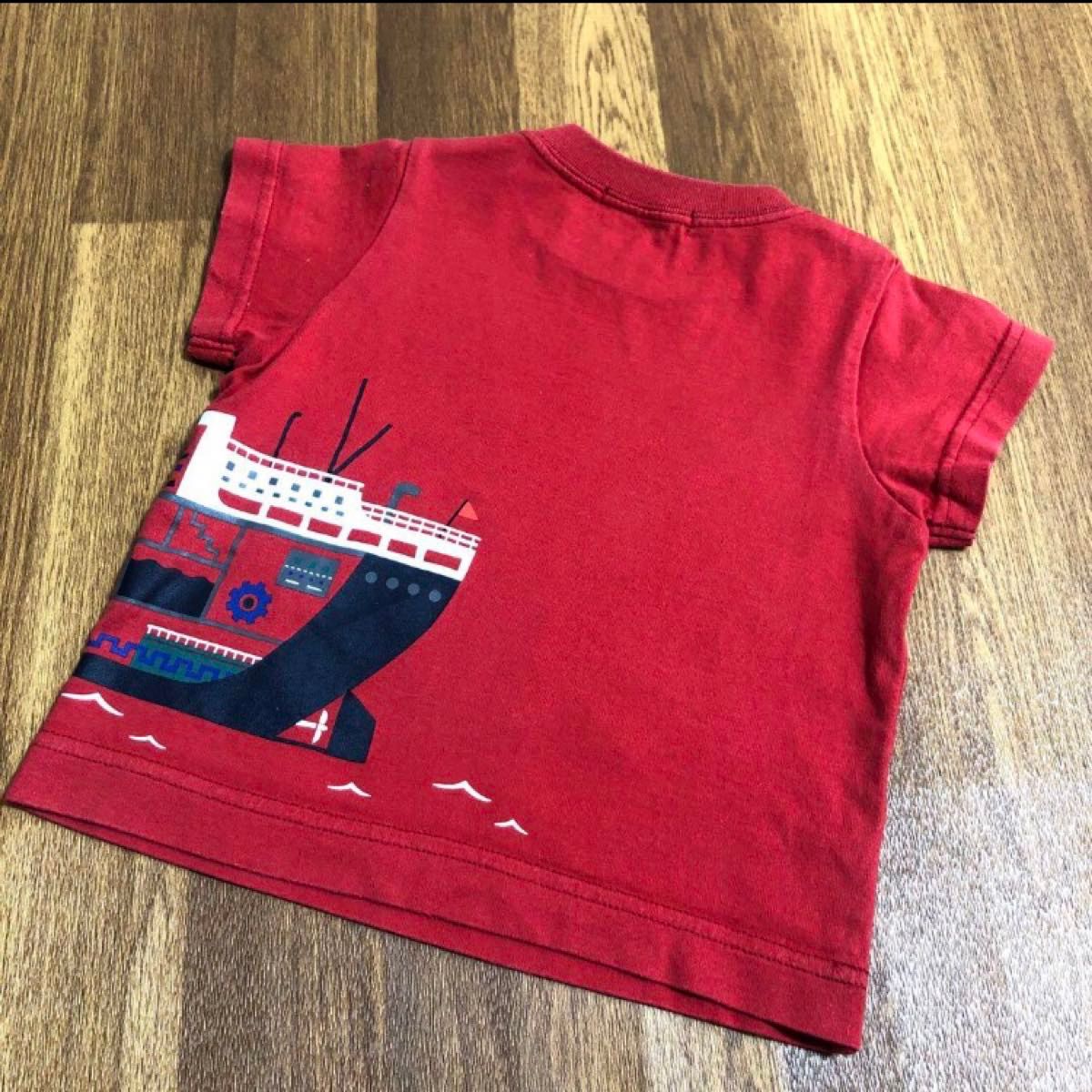 早い者勝ち！！familiar 定価2万円程 人気 のりものシリーズ 赤 Tシャツ 観光船 半袖 カットソー 80  トップス