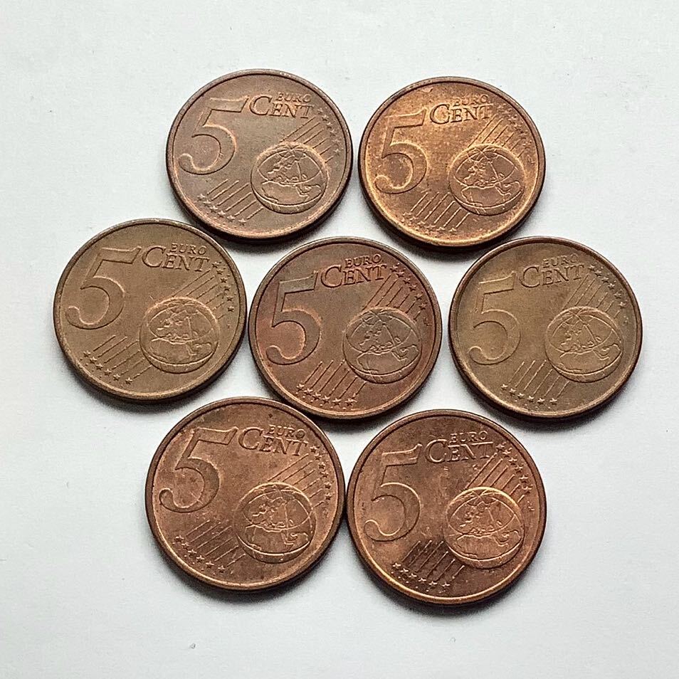 【希少品セール】ユーロコイン ドイツ 5セント硬貨　年号・ミントマーク違い 各1枚ずつ 7枚まとめて_画像2