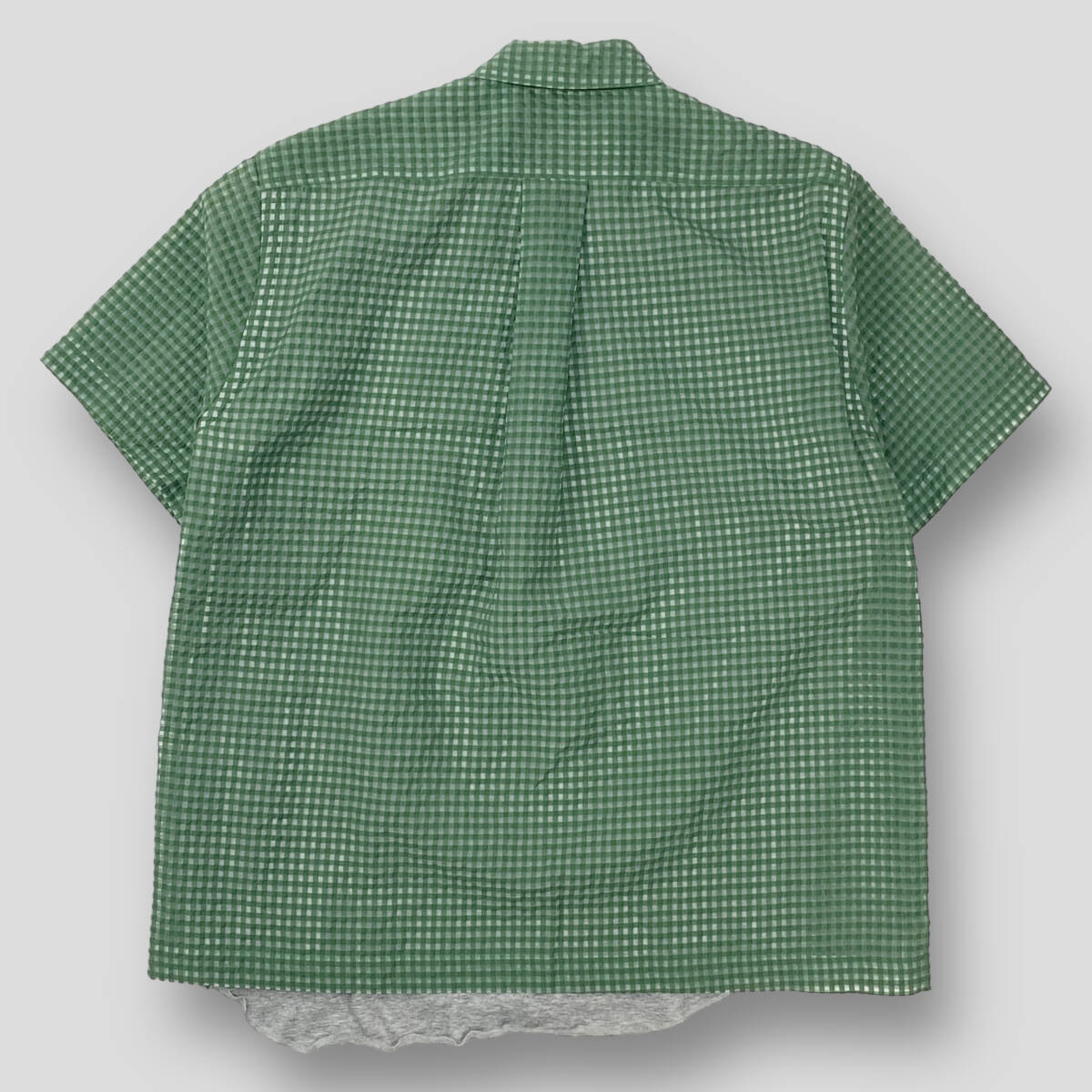 sacai / サカイ シアサッカー ギンガムチェック レイヤード半袖シャツ 15-00823M サイズ2 SSM2308 グリーン ショートスリーブ メンズ