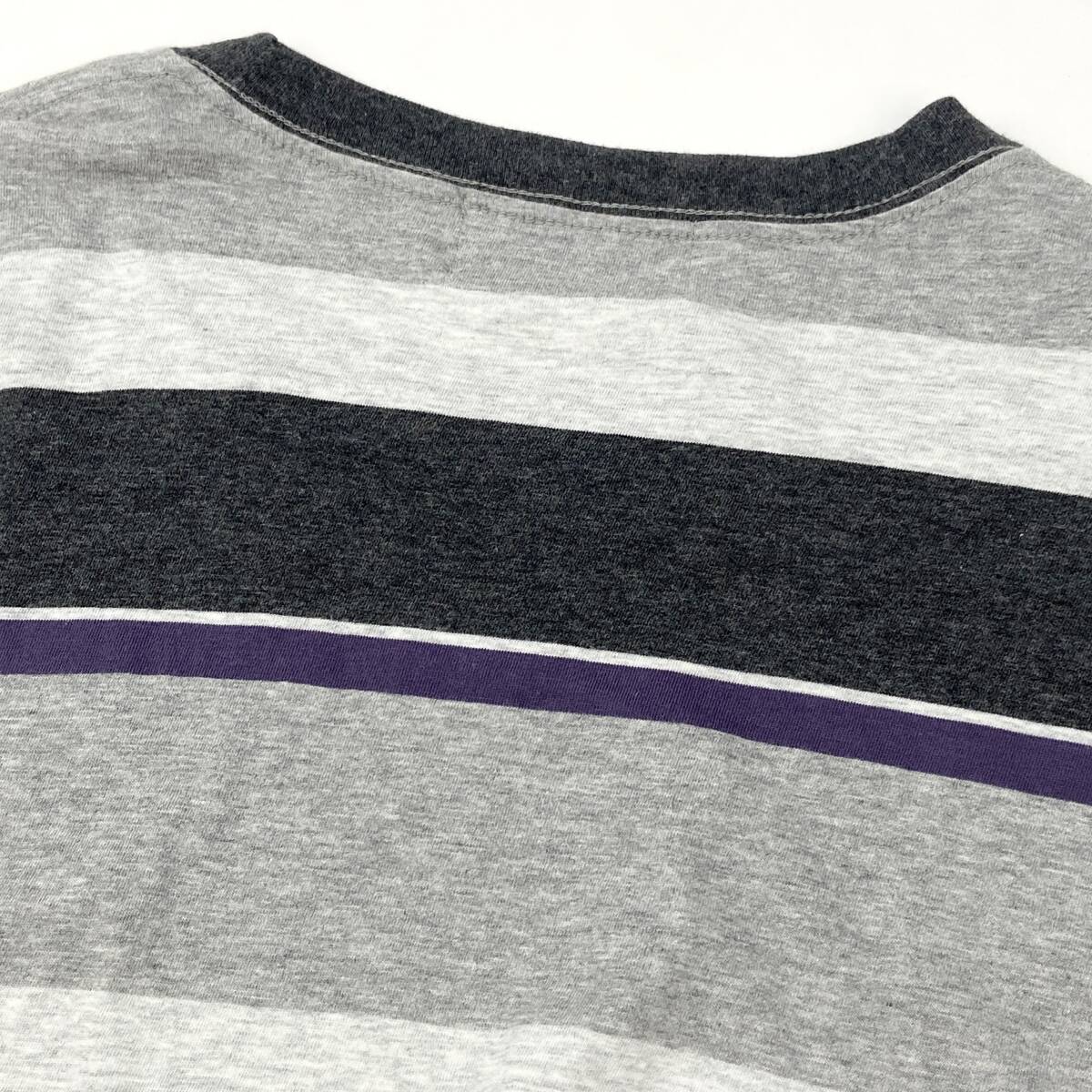 美品 UNUSED / アンユーズド 23SS Long-sleeve border T-shirt / ロングスリーブボーダーTシャツ US2342 3 SSM3198 Purple×Gray 長袖_画像7