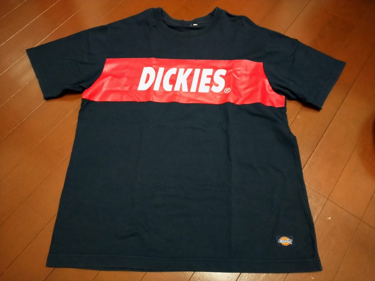 ★Used「Dickies ディッキーズ 半袖 オーバーサイズ Tシャツ ネイビー サイズL」綿100% ビッグロゴT _画像2