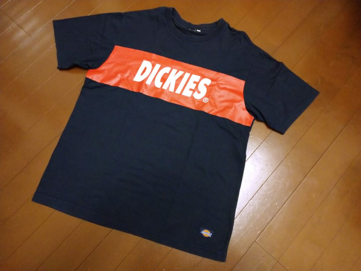 ★Used「Dickies ディッキーズ 半袖 オーバーサイズ Tシャツ ネイビー サイズL」綿100% ビッグロゴT _画像3