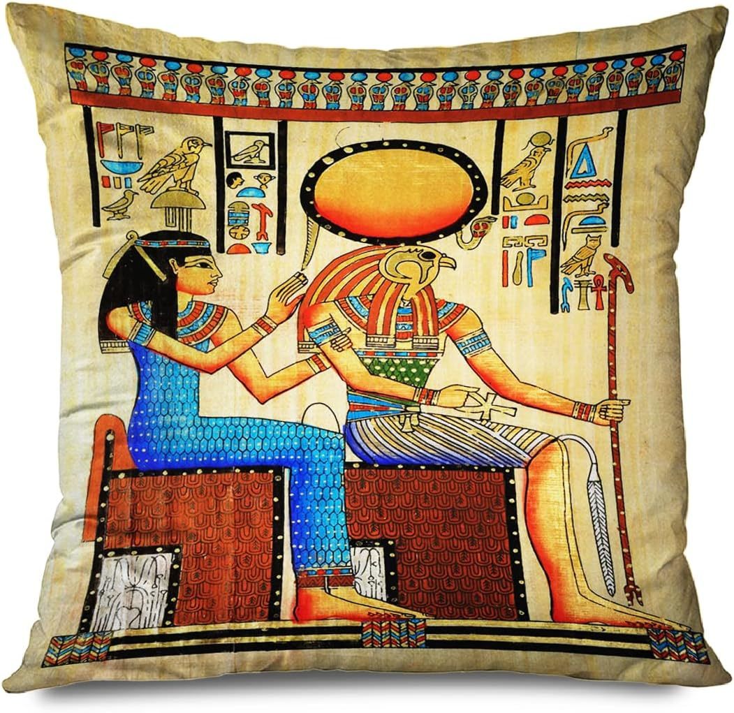 古代エジプト柄クッションカバー女王イシスの墓エジプトピラミッドインテリア装飾クッション45.7cm4枚セット輸入品_画像5