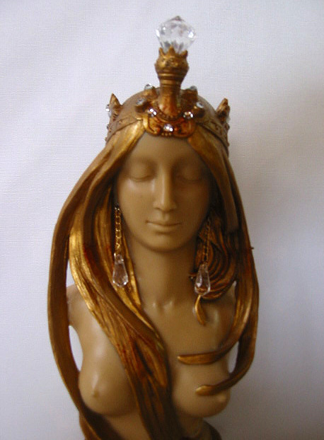 セール！即納！アールヌーボー ゴールド仕上げの女性彫像(胸像) ミュシャ作 「ラ・ナチュール」彫刻ら(輸入品_画像6