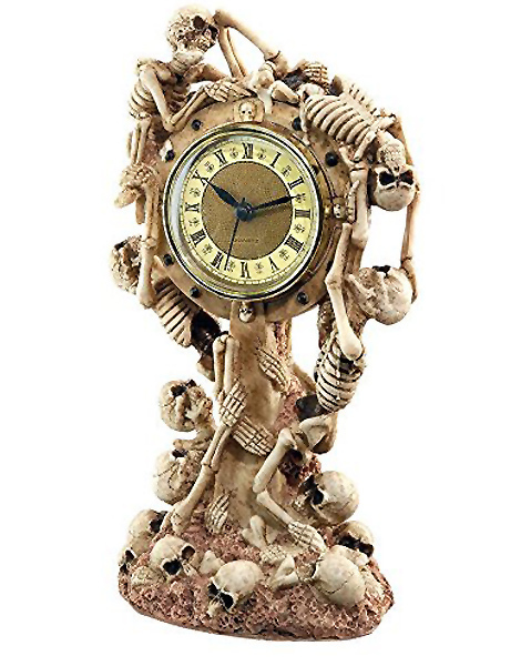 スケルトン（骸骨）クルー 彫刻 マントルクロック 時計 彫像エスニック ホラー ホーテッドハウス(輸入品