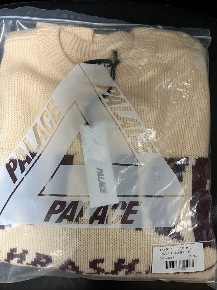 白S PALACE THRASHER Knit off white パレス　新品　ニット　セーター　スラッシャー　コラボ　24ss