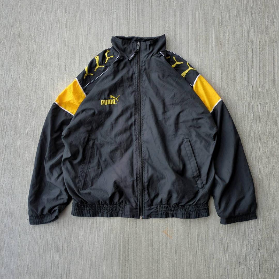 90s PUMA プーマ ナイロンジャケット S 旧タグ ロゴ刺 バイカラー マルチカラー vintage 古着卸 古着 売り切り _画像1