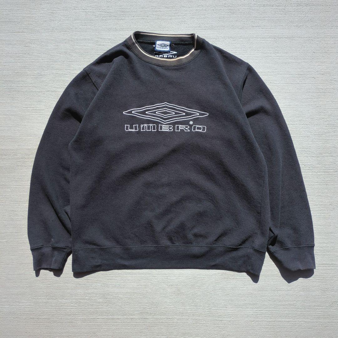 00s UMBRO y2k リブライン ブラック 刺繍 スウェット アンブロ vintage sweatshirt ヴィンテージ古着 デカロゴ 90s 80s _画像1