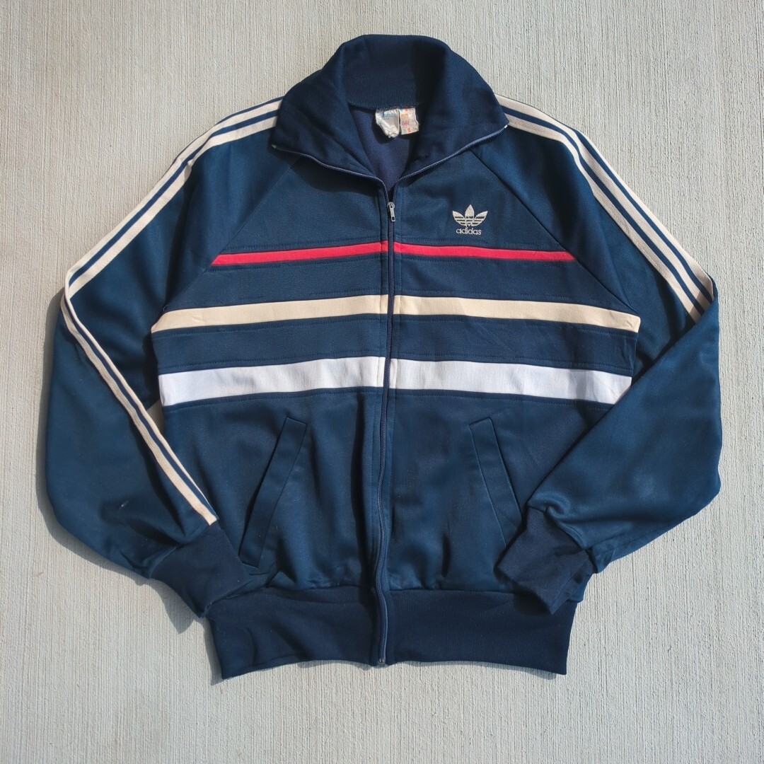 adidas Adidas спортивная куртка Vintage 60s ventex Vintage темно-синий ATP Франция производства б/у одежда б/у одежда .M размер распродажа 