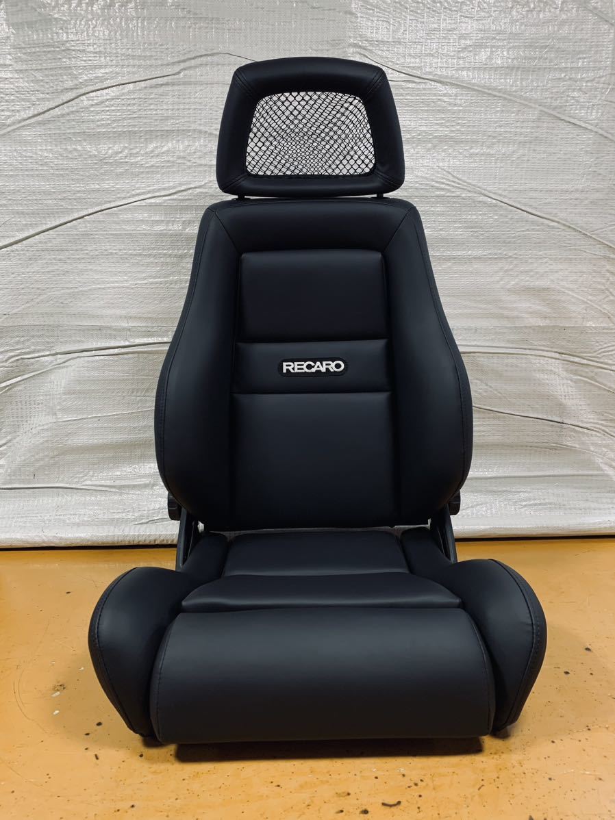 5.6.レカロ RECARO 2脚セット LS-L 黒フェイクレザー張り替え 張替え 張替 ブラックシングルステッチ 両側ダイヤル_画像2