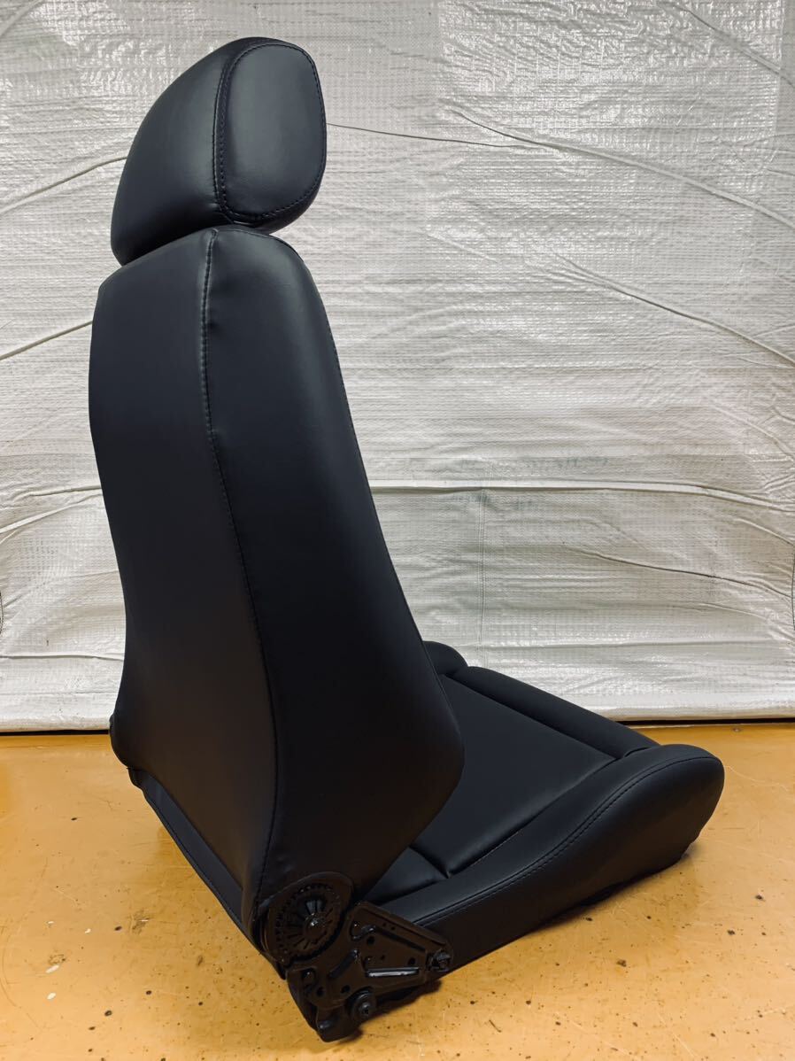 27.28.レカロ RECARO 2脚セット LX-L 黒フェイクレザー張り替え 張替え 張替 ブラックシングルステッチ 片側ダイヤル_画像5