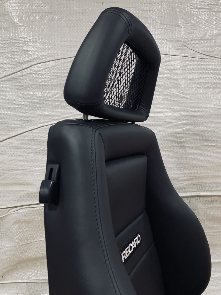 35.36.レカロ RECARO 2脚セット LS-M 黒フェイクレザー張り替え 張替え 張替 ブラックシングルステッチ 片側ダイヤルの画像9