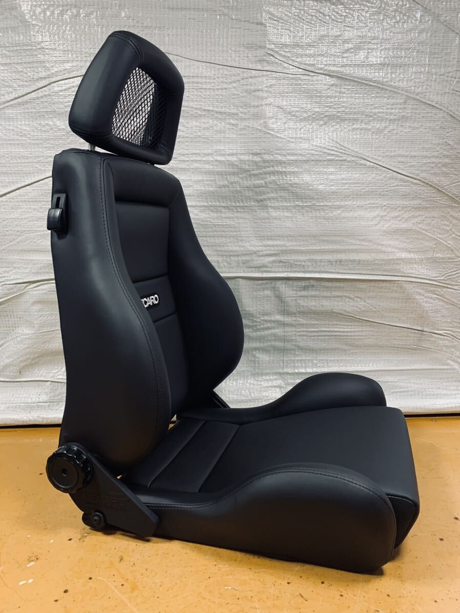 35.36.レカロ RECARO 2脚セット LS-M 黒フェイクレザー張り替え 張替え 張替 ブラックシングルステッチ 片側ダイヤルの画像8