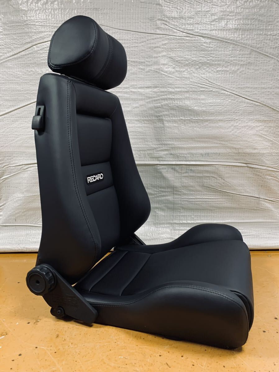 38.レカロ RECARO エルゴメド 黒フェイクレザー張り替え 張替え 張替 ブラックシングルステッチ 両側ダイヤルの画像5