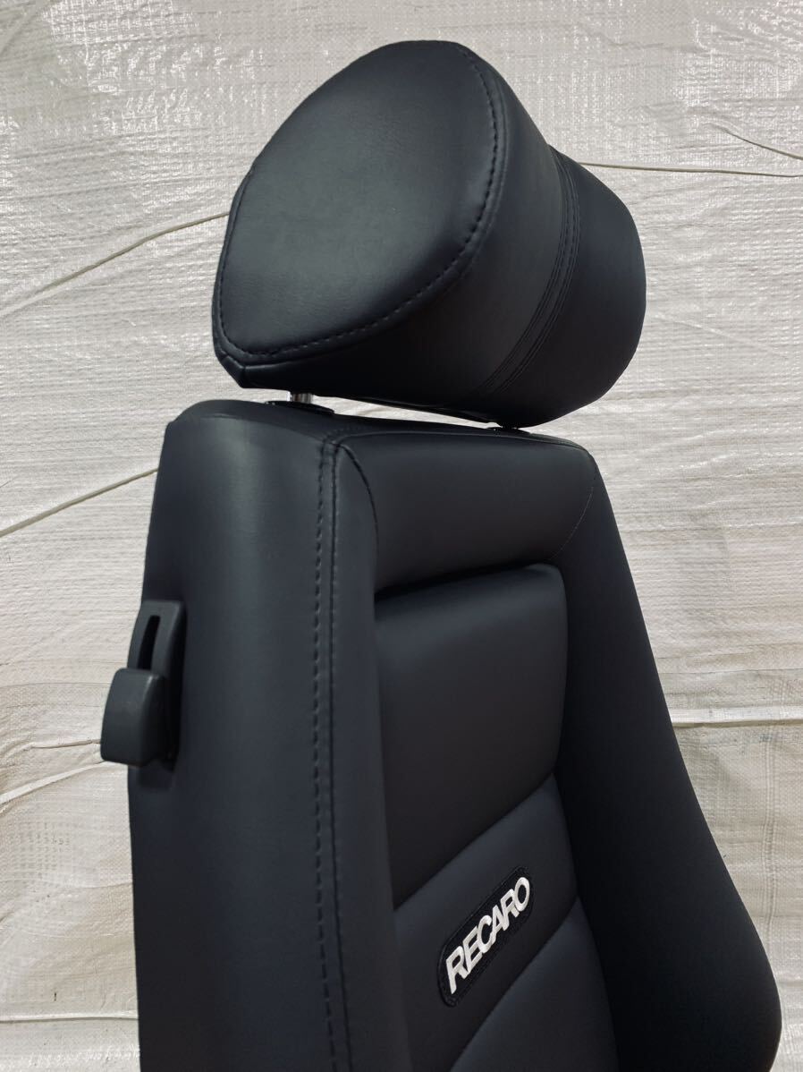 38.レカロ RECARO エルゴメド 黒フェイクレザー張り替え 張替え 張替 ブラックシングルステッチ 両側ダイヤルの画像6