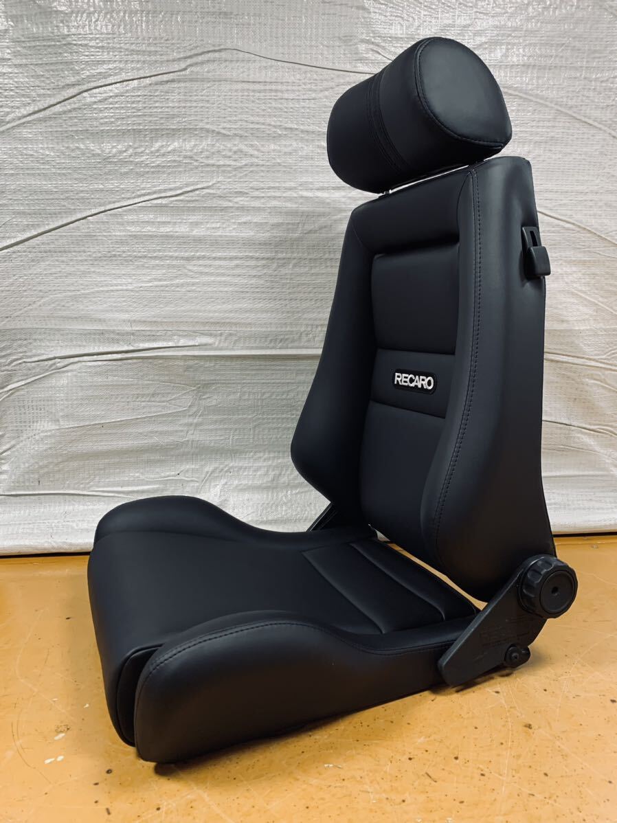 38.レカロ RECARO エルゴメド 黒フェイクレザー張り替え 張替え 張替 ブラックシングルステッチ 両側ダイヤルの画像2