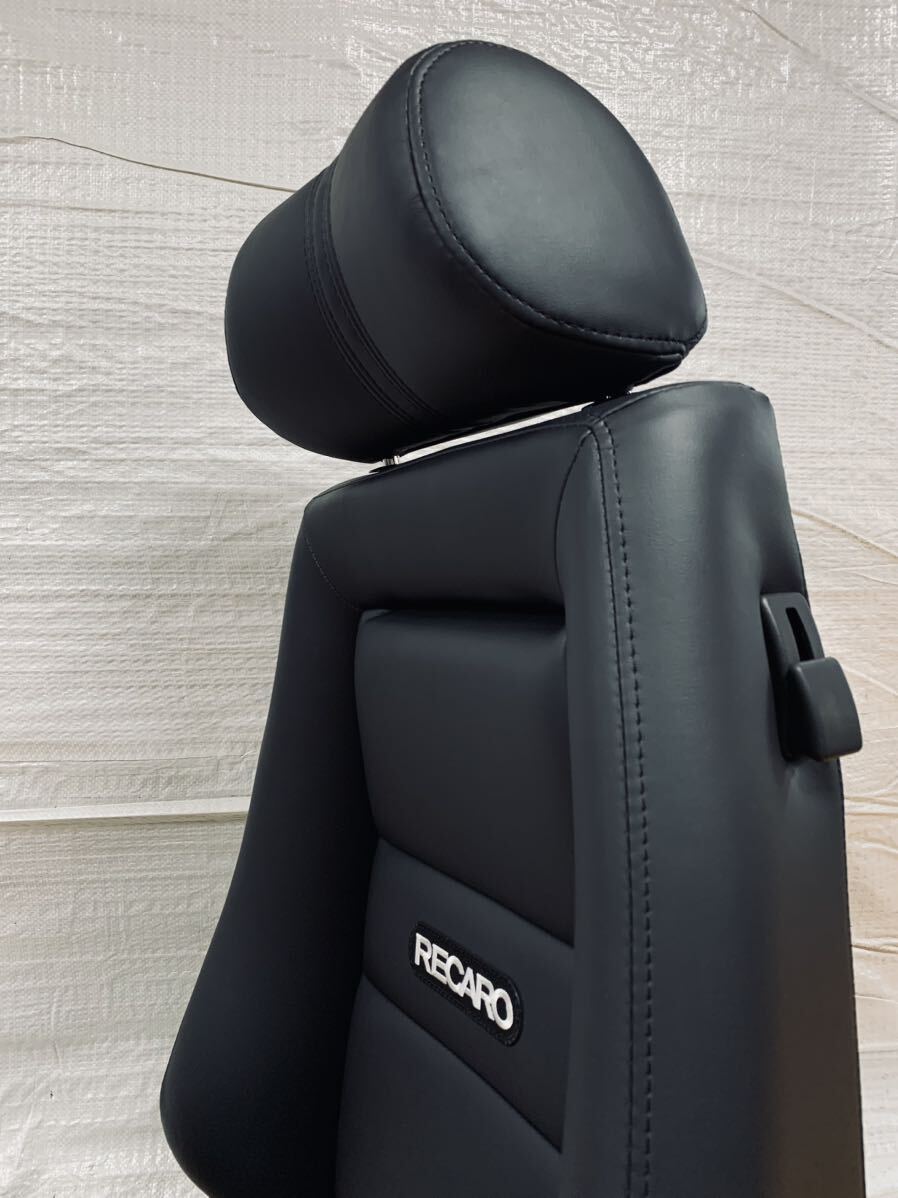 38.レカロ RECARO エルゴメド 黒フェイクレザー張り替え 張替え 張替 ブラックシングルステッチ 両側ダイヤルの画像3