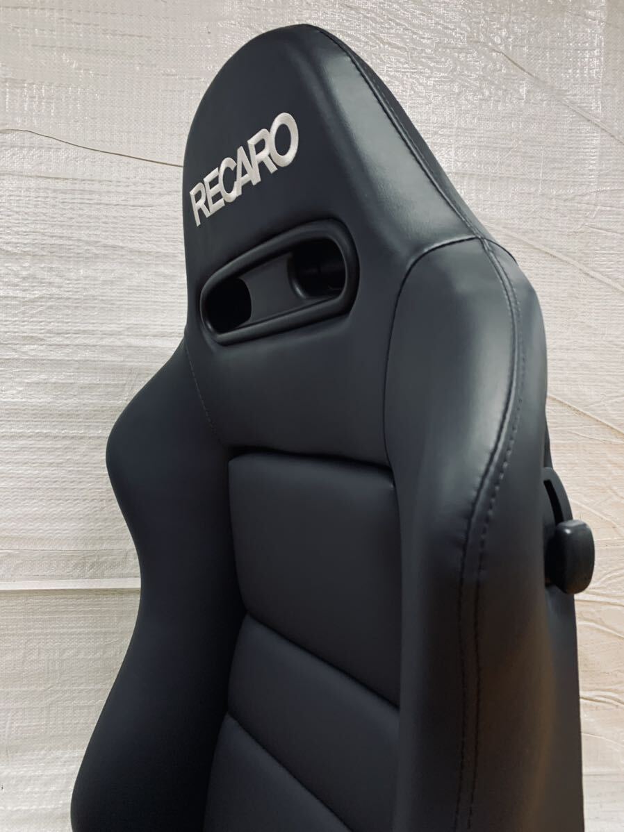 37.レカロ RECARO SR-4 黒フェイクレザー張り替え 張替え 張替 ブラックシングルステッチ 両側ダイヤルの画像3