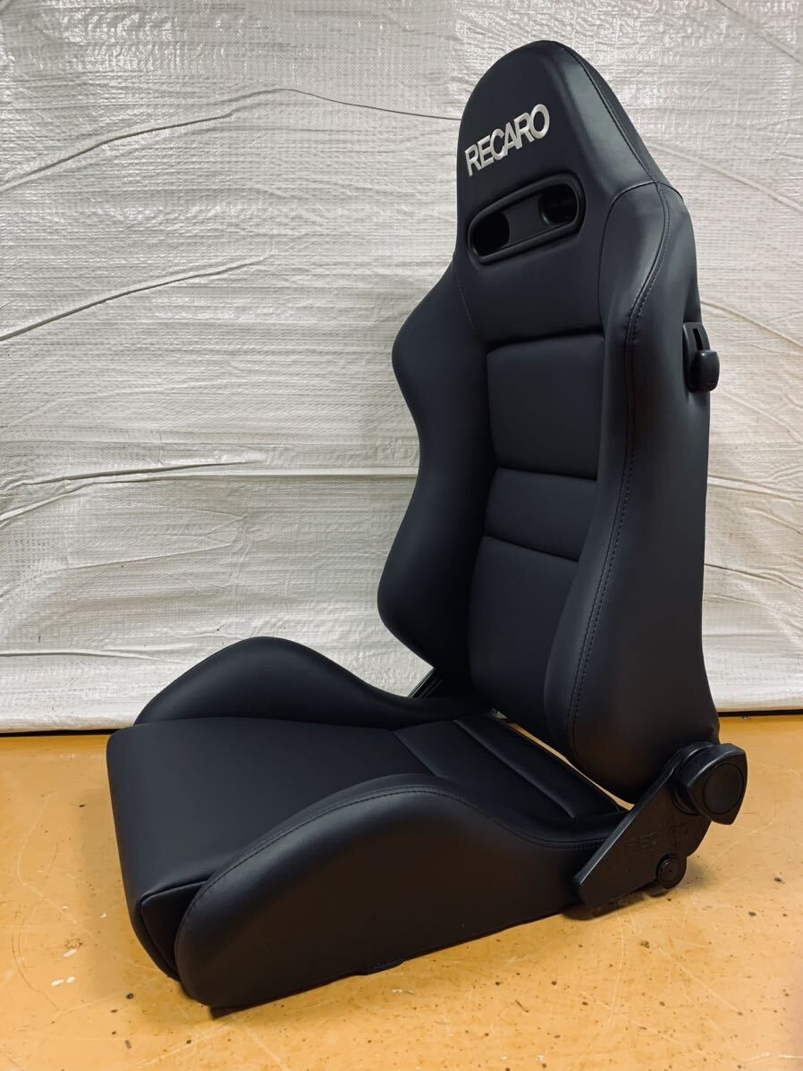 37.レカロ RECARO SR-4 黒フェイクレザー張り替え 張替え 張替 ブラックシングルステッチ 両側ダイヤルの画像2