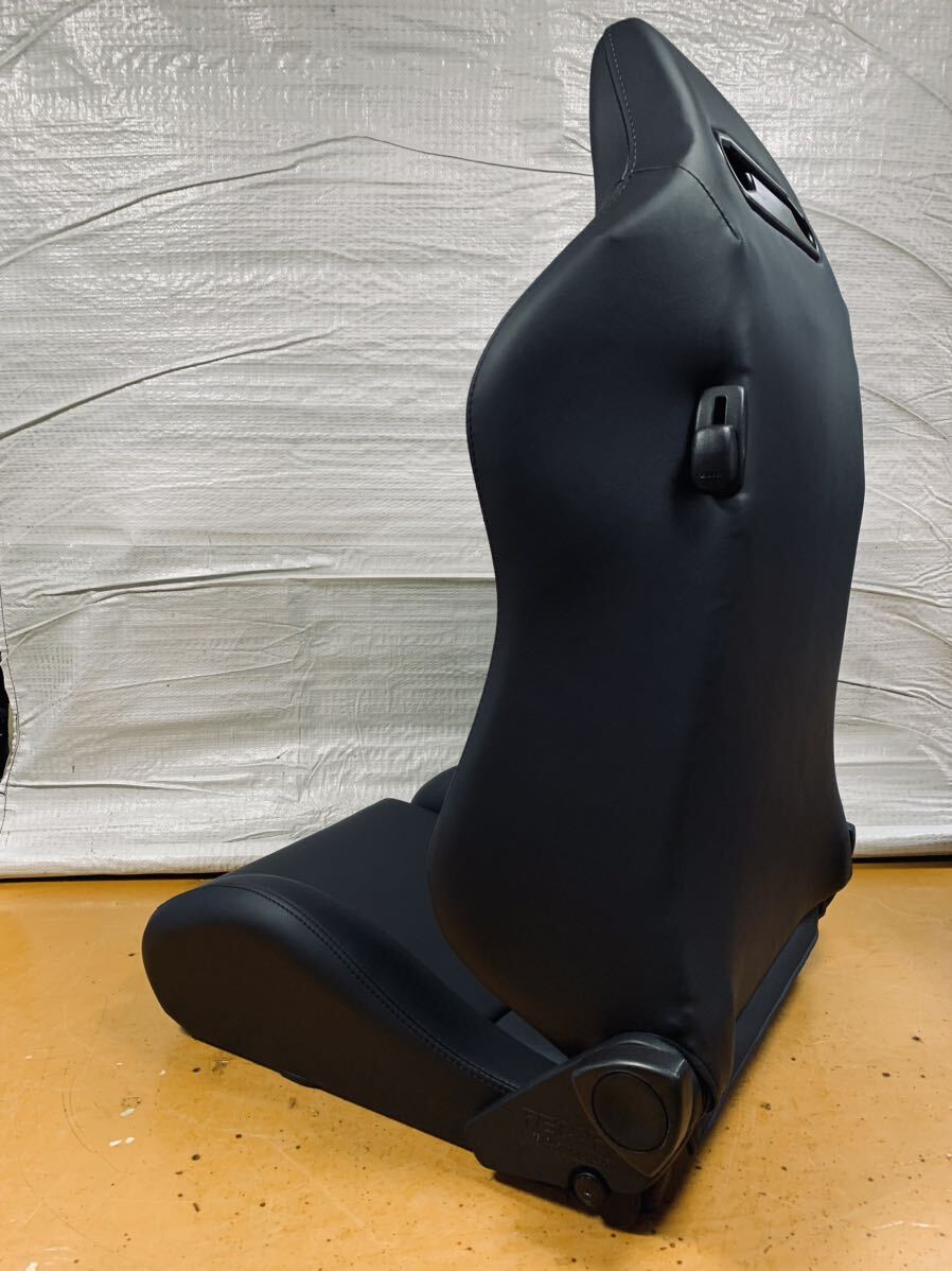 48.49.レカロ RECARO 2脚セット SR-3 黒フェイクレザー張り替え 張替え 張替 ブラックシングルステッチ 両側ダイヤルの画像5