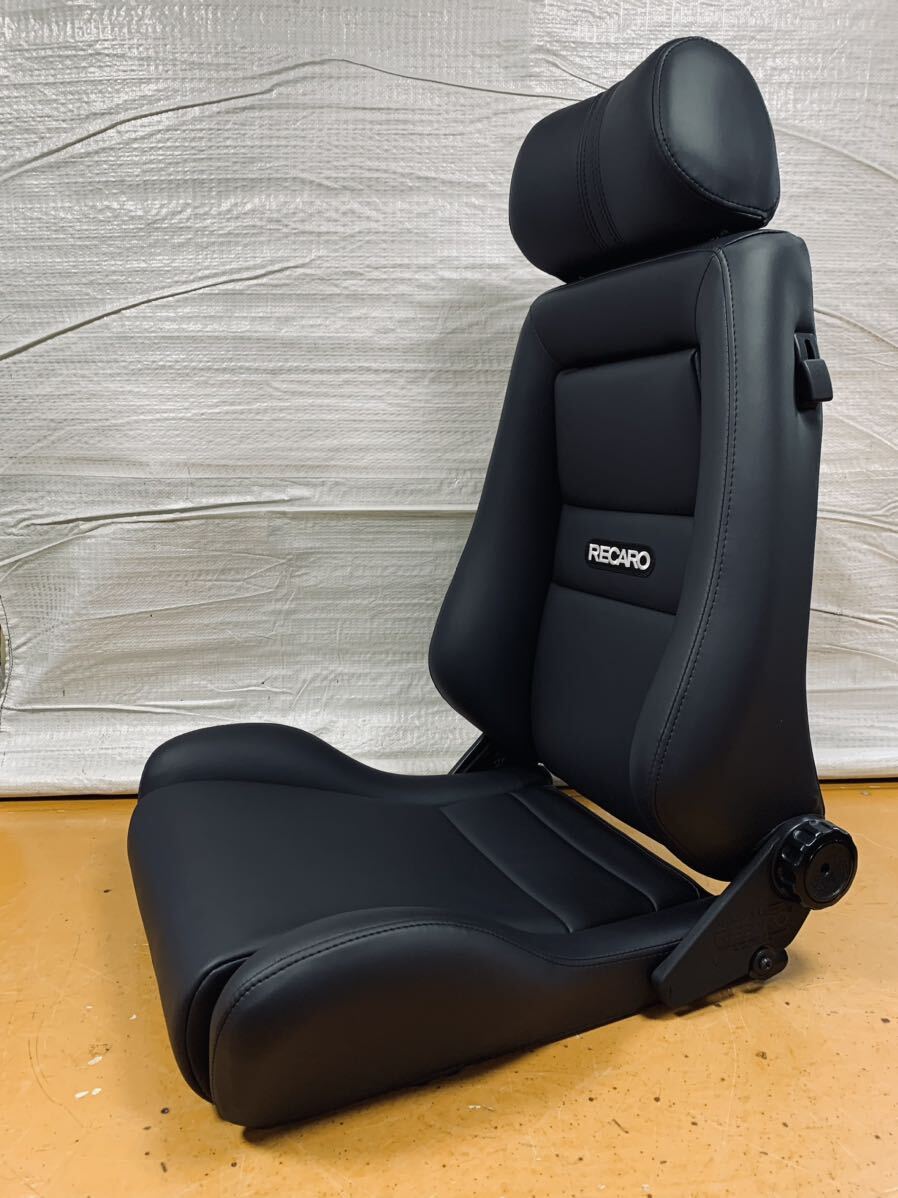 52.53.レカロ RECARO 2脚セット エルゴメド 黒フェイクレザー張り替え 張替え 張替 ブラックシングルステッチ 両側ダイヤルの画像3