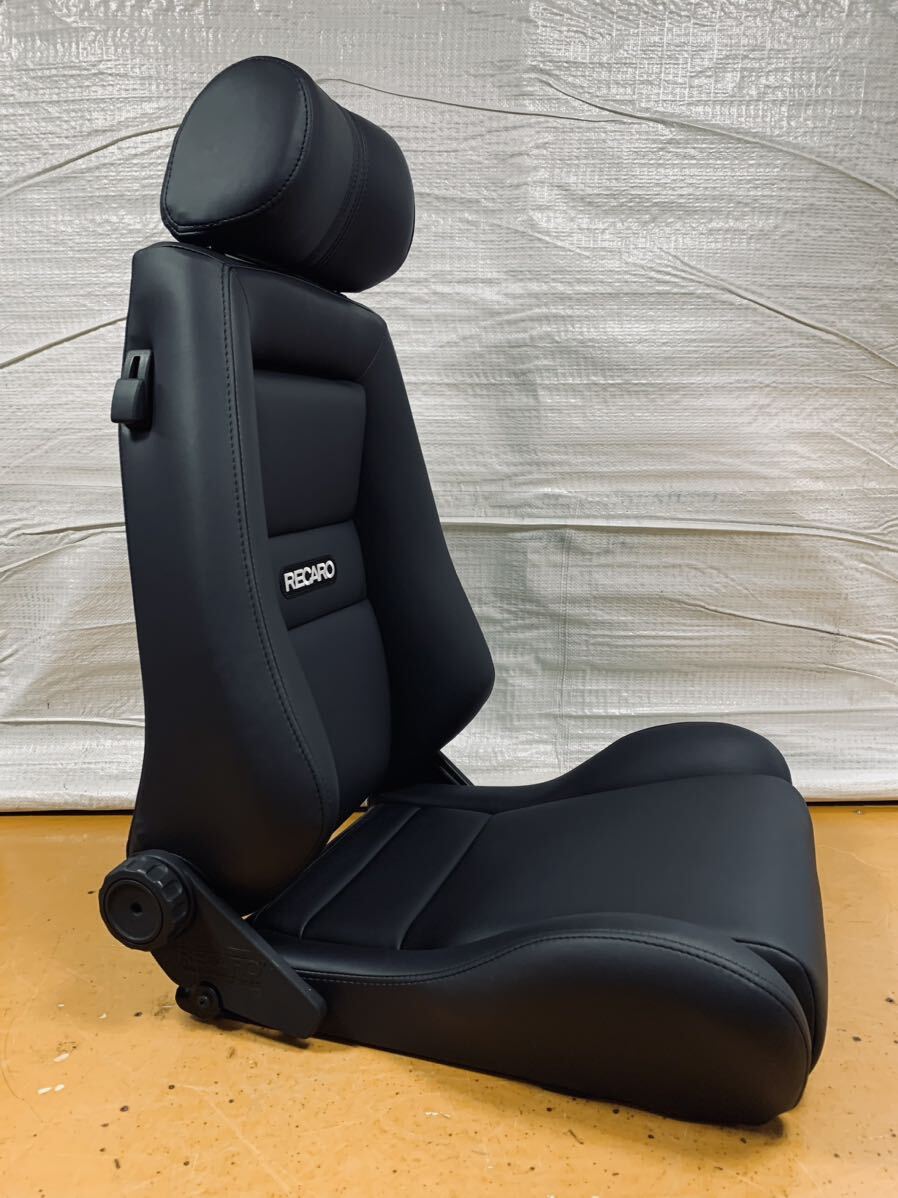 52.53.レカロ RECARO 2脚セット エルゴメド 黒フェイクレザー張り替え 張替え 張替 ブラックシングルステッチ 両側ダイヤルの画像7