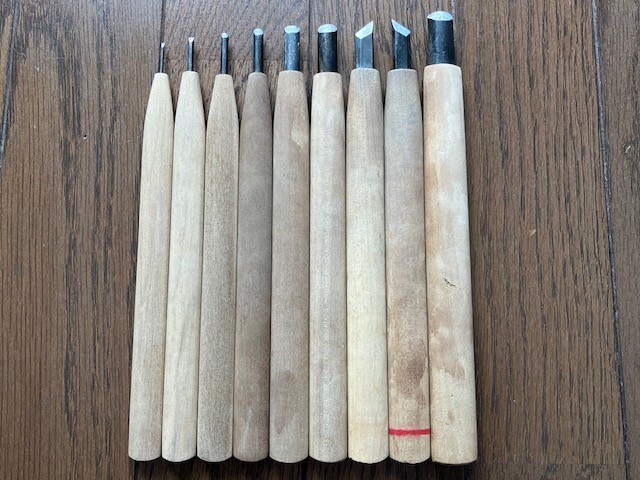 清綱(きよつな)　東京製　彫刻刀　9本　木彫り　木工　ウッド　カービング　送料無料_画像7