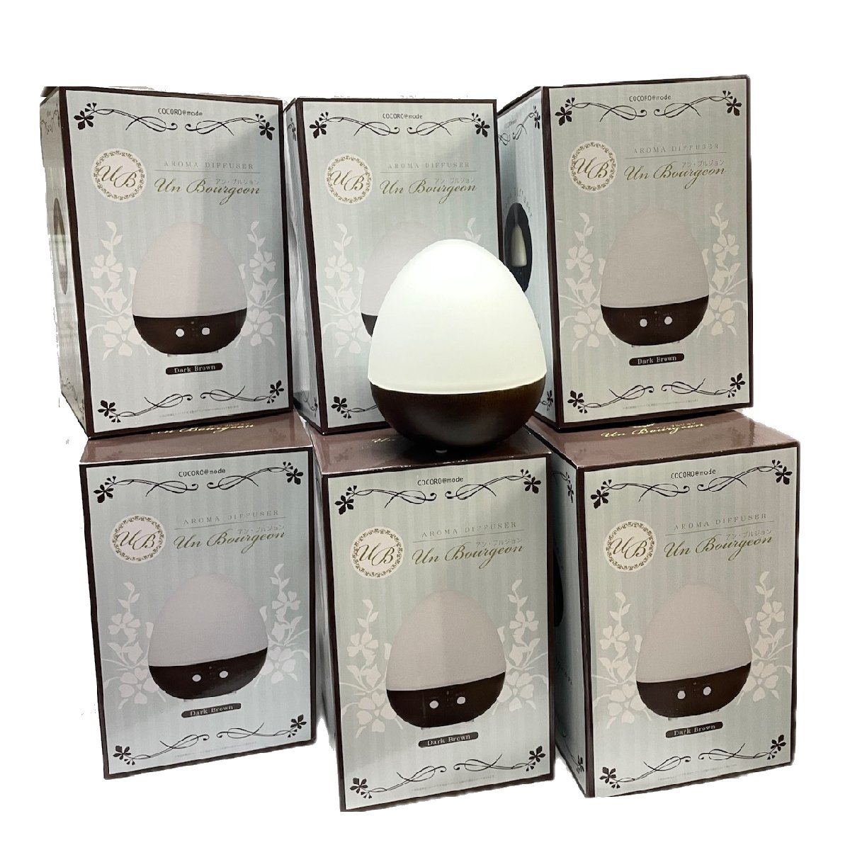 1 jpy start * new goods * set sale special price [6 box set ] wood grain form . lovely aroma lamp diffuser dark brown NC41237-SET6