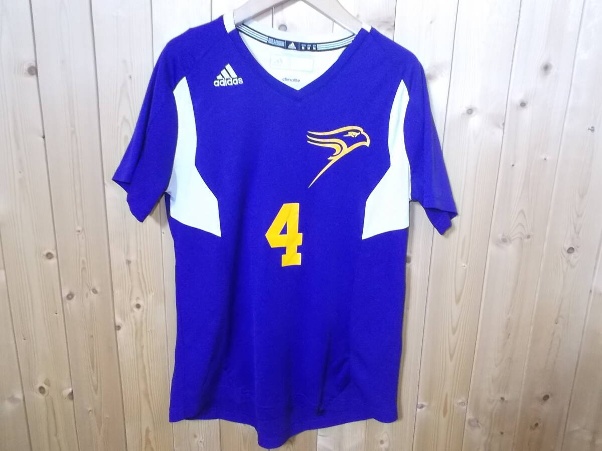 e56◆adidas製 Tシャツ◆サイズUSA M キッズ 子供 GOLDEN HAWKS LAURIER ホッケーチーム？ アディダス 海外古着 送料360円 6C_画像1