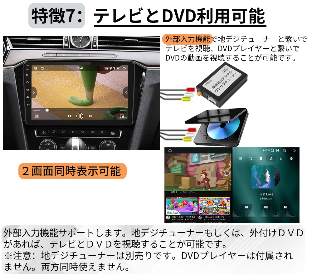 【2024モデル】PC-N09K2 Android10.0式カーナビ9インチ2GB+32GBステレオ ラジオ Bluetooth付きGPS 5GWiFi Carplay Androidauto対応_画像8