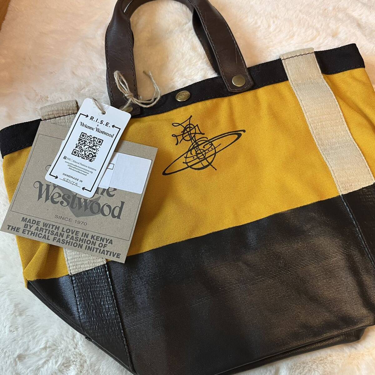 新品タグ付き◆ヴィヴィアンウエストウッド アフリカバッグ 2way トート VivienneWestwood トートバッグ バイカラー たっぷり収納 茶系