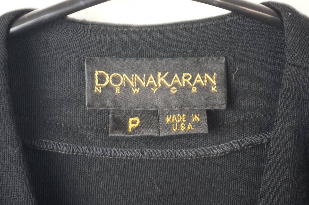 A19/DONNA KARAN NEW YORK/ダナキャランニューヨーク/DKNY/アメリカ製/ピュアウールノーカラージャケット/黒/レディース/Pサイズ_画像5