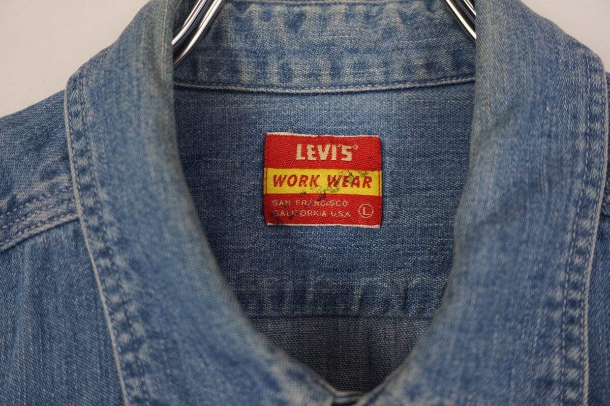 A308/LEVI'S WORK WEAR/リーバイスワークウェア/93s/日本製/54730-07/コットンデニムワークCPOシャツ/ワークウェア/メンズ/Lサイズ_画像4