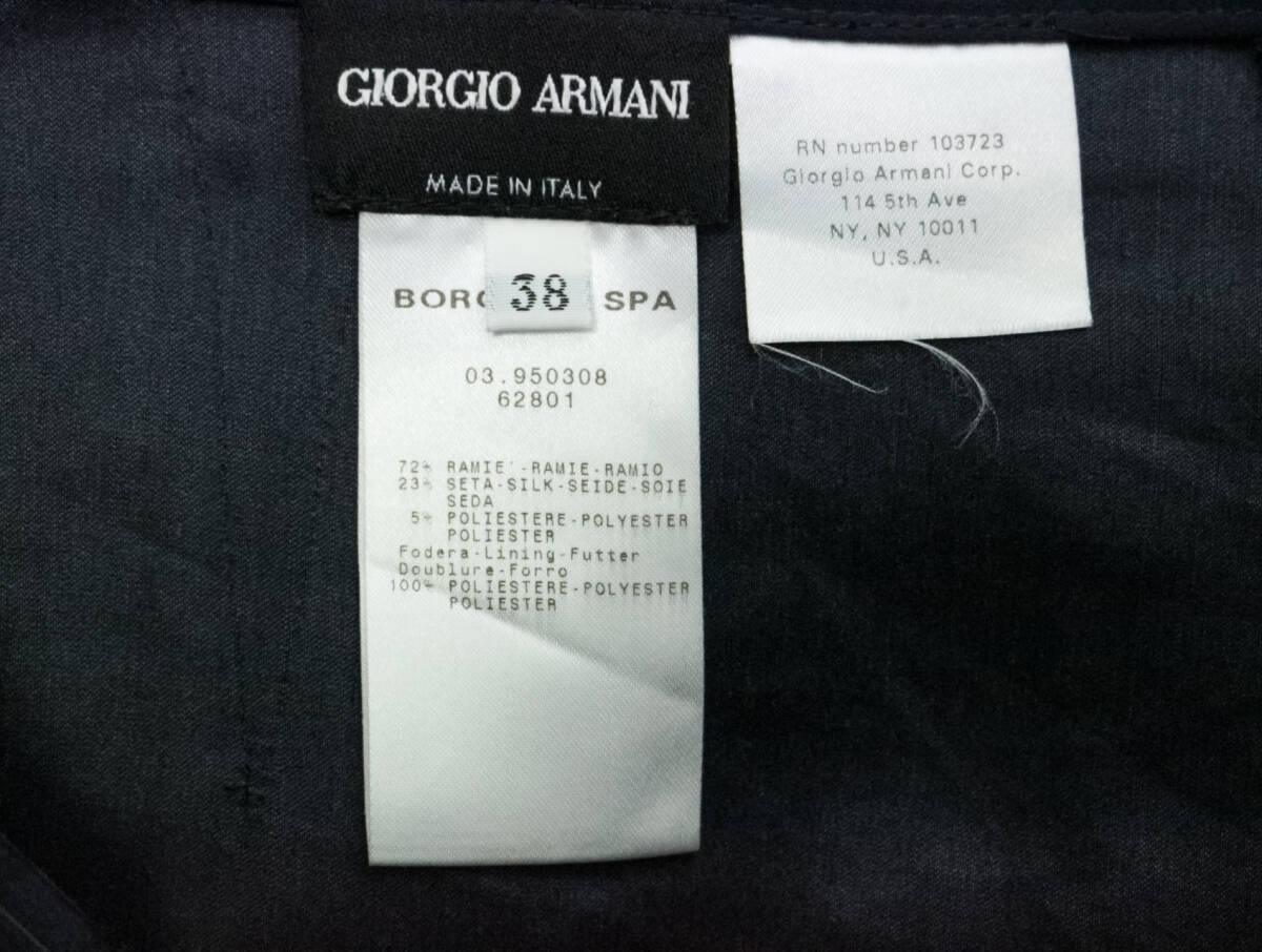 A55/GIORGIO ARMANI/ジョルジオアルマーニ/イタリア製/ラミーシルクサテンワイドパンツ/ピンストライプ/ネイビー系/メンズ/38サイズ_画像5