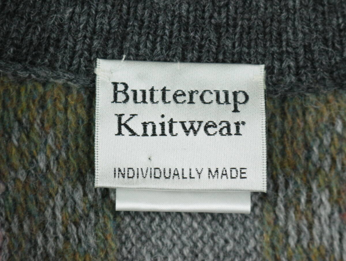 A992/Buttercup Knitwear/バターカップニットウェア/イギリス製/ラウンドネック/ウールニットカーディガン/花柄/レディース/Fサイズ相当_画像4