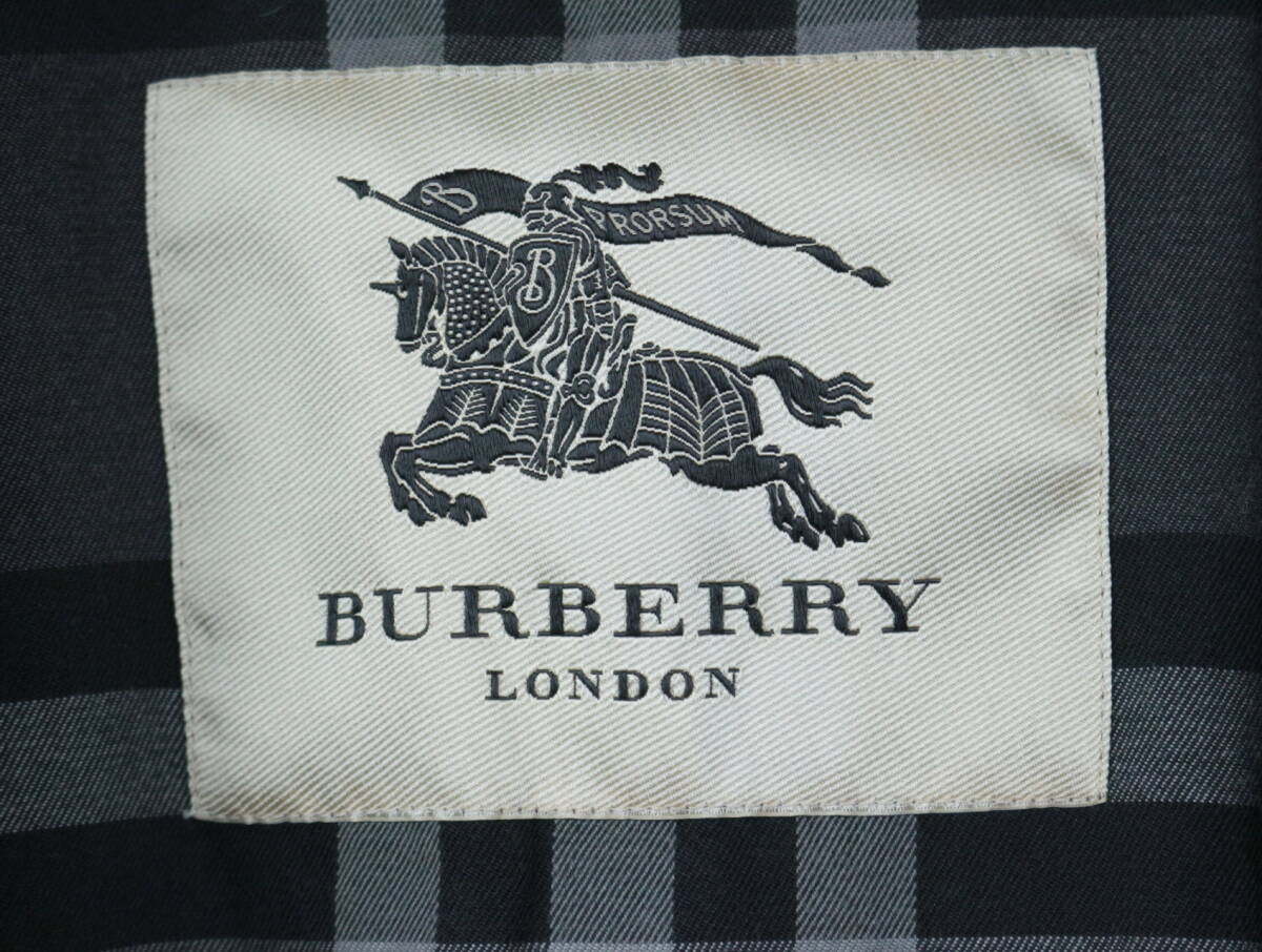 B44/BURBERRY LONDON/バーバリーロンドン/イギリス製/コットンダブルトレンチコート/バーバリーチェック/黒/メンズ/56 180/108Bサイズの画像5