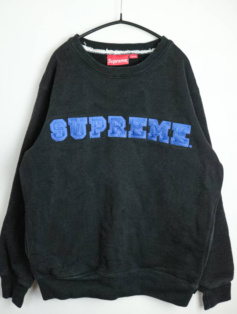 A70/14AW/SUPREME/シュープリーム/カナダ製/ワッペンカレッジロゴ/ヘビーウェイトコットンスウェットシャツ/ブラック系/メンズ/Sサイズの画像1