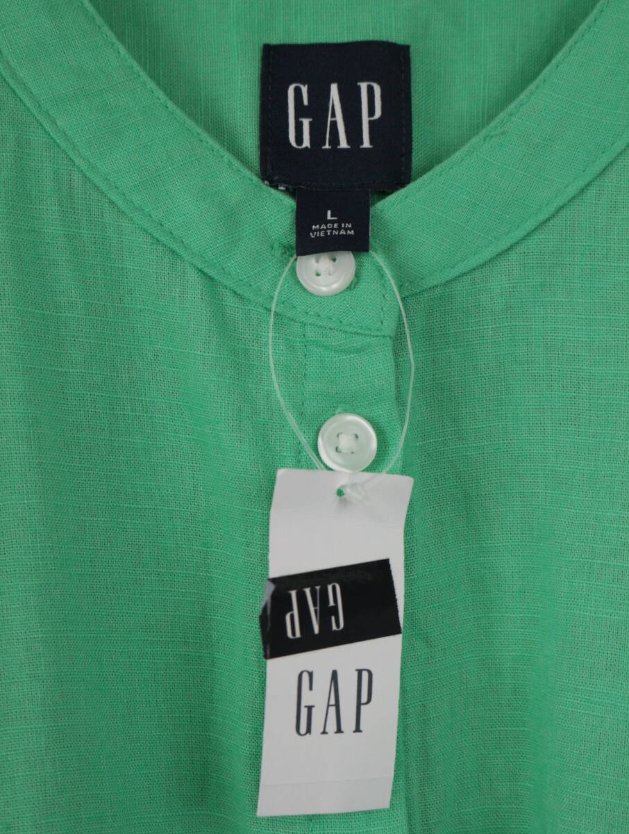 A760/GAP/ギャップ/新品 未使用/リネンコットンブラウスワンピース/マキシ丈/ミント系/レディース/Lサイズ_画像5