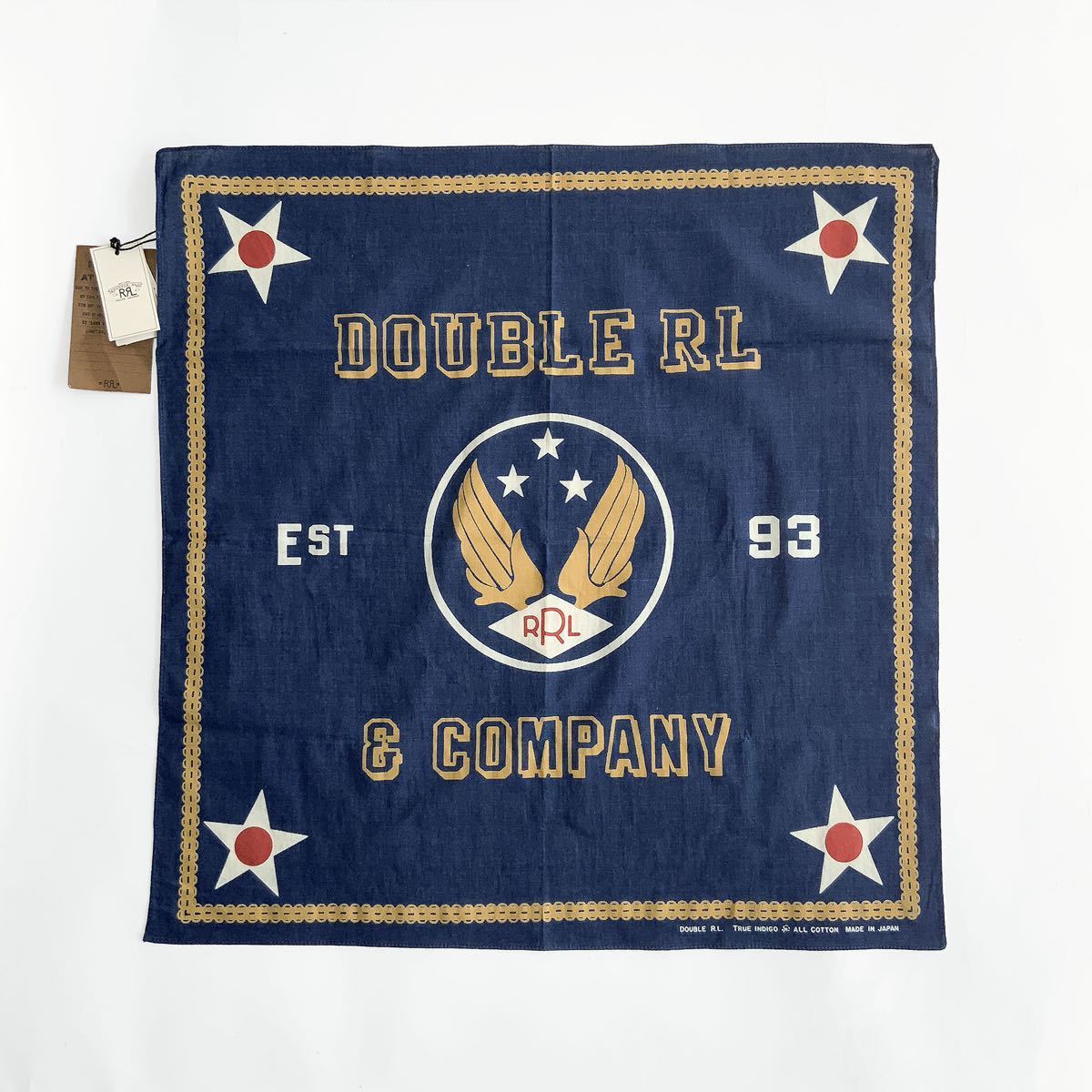 贈り物にも【RRL RalphLauren】日本製 ロゴ コットン バンダナ 22SS 新品 DOUBLE RL RRL ウィング ロゴ コットン バンダナ