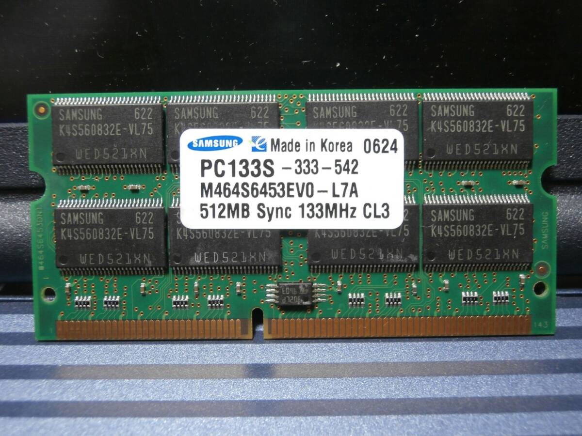 SO-DIMM PC133 CL3 144Pin 512MB SAMSUNGチップ ノート用メモリ_画像1