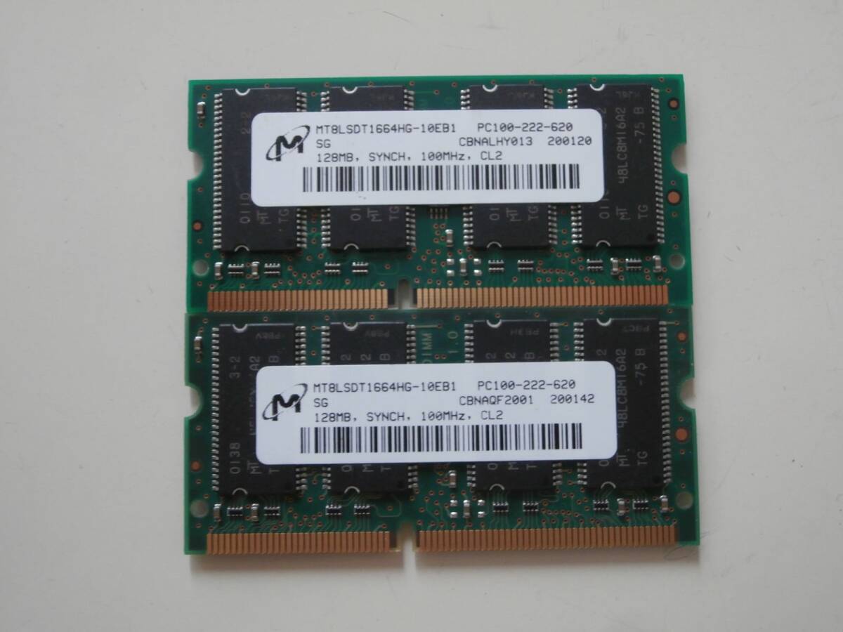 SO-DIMM PC100 CL2 144Pin 128MB×2 pieces set Micron chip Note for memory 