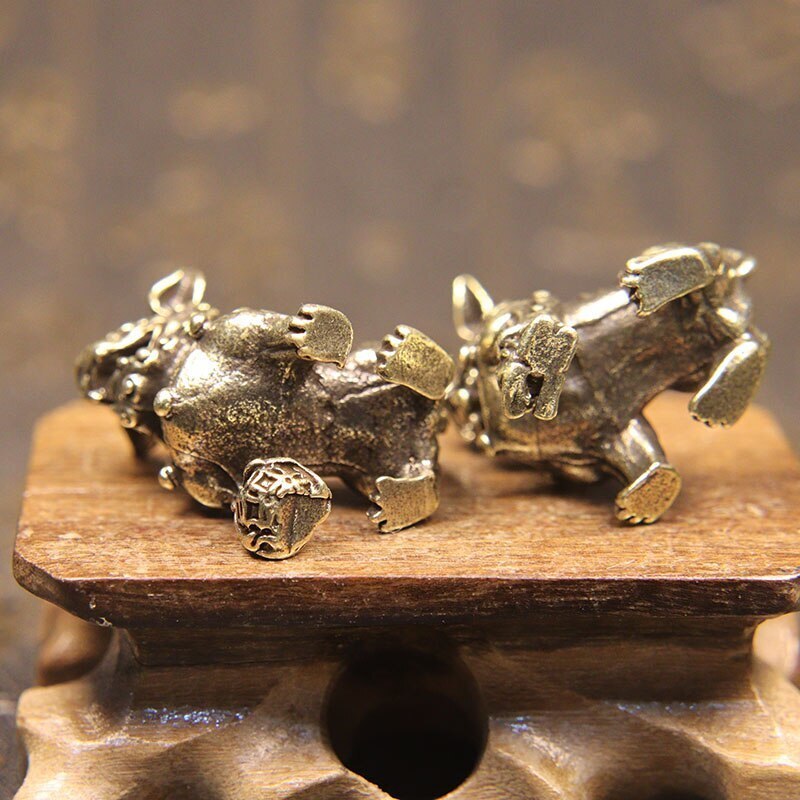 2個 獅子 狛犬 守護 置物 置き物 銅製 銅の画像6