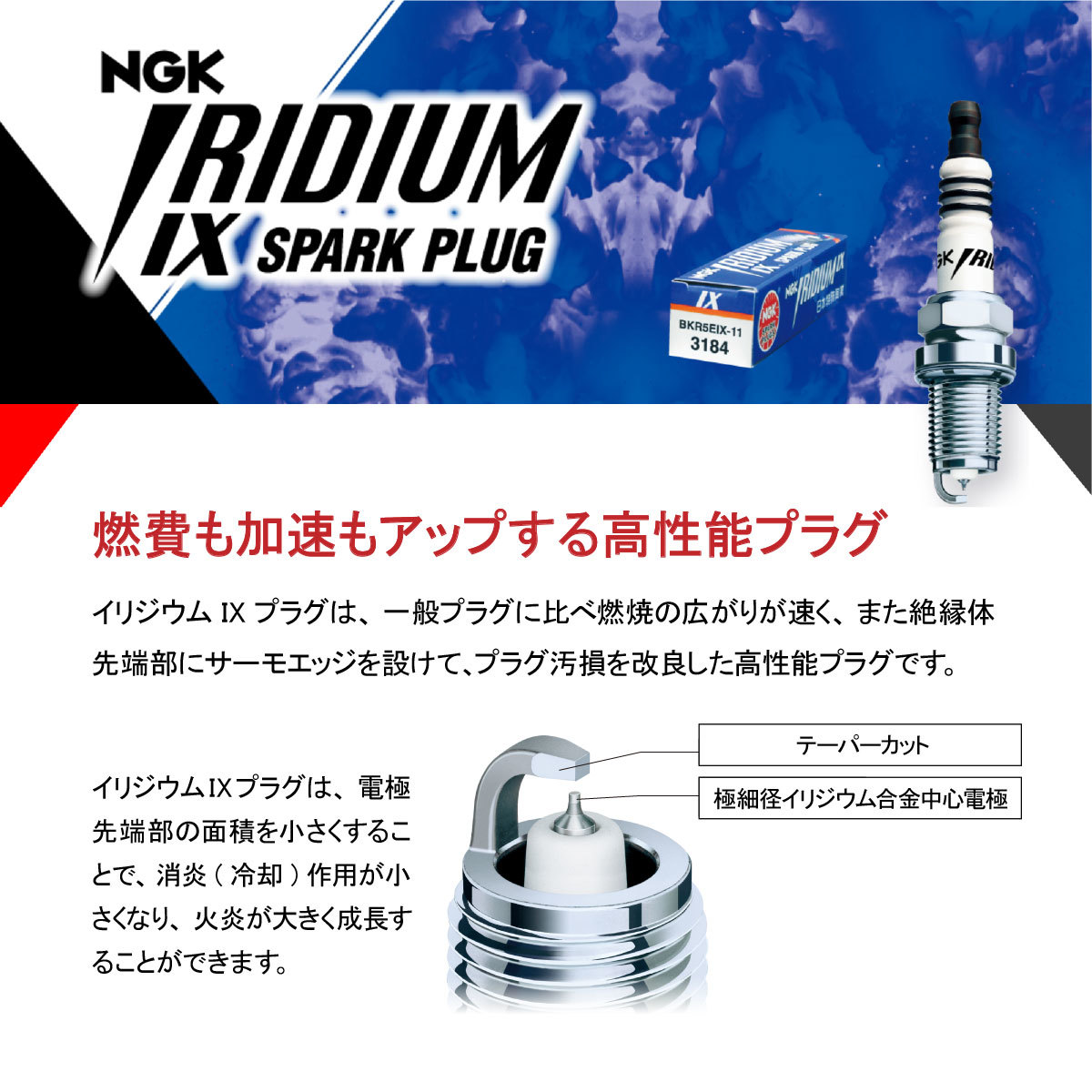 NGKプラグ スパークプラグ 1本 イリジウムIX CR9EHIX-9 CBR250R XR250R ホーネット CBR400R VFR750F CBR900RR 等各種汎用_画像3