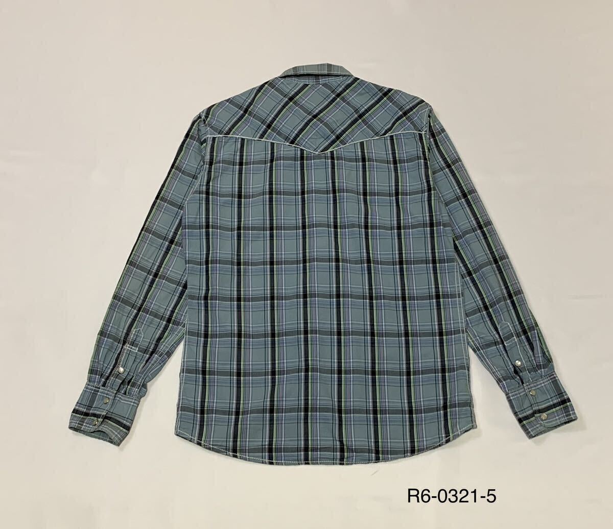 ALPHASOPHY アルファソフィー // 長袖 チェック柄 刺繍 ウエスタン シャツ (ライトブルー系) サイズ Mの画像2