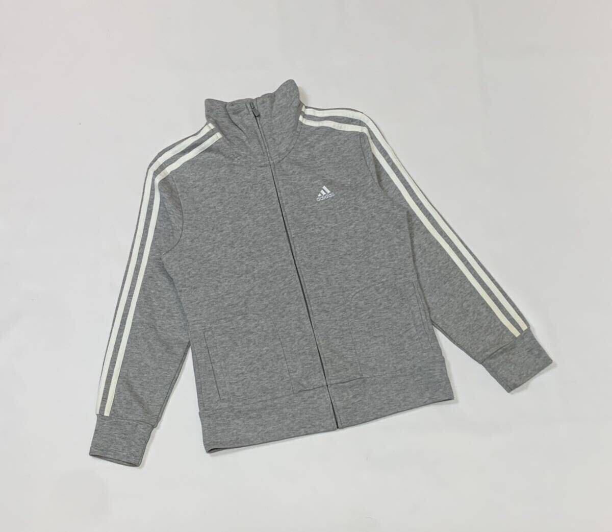 ( lady's ) adidas Adidas // CLIMA365 long sleeve Logo Mark embroidery full Zip sweat jersey (. gray series ) size L