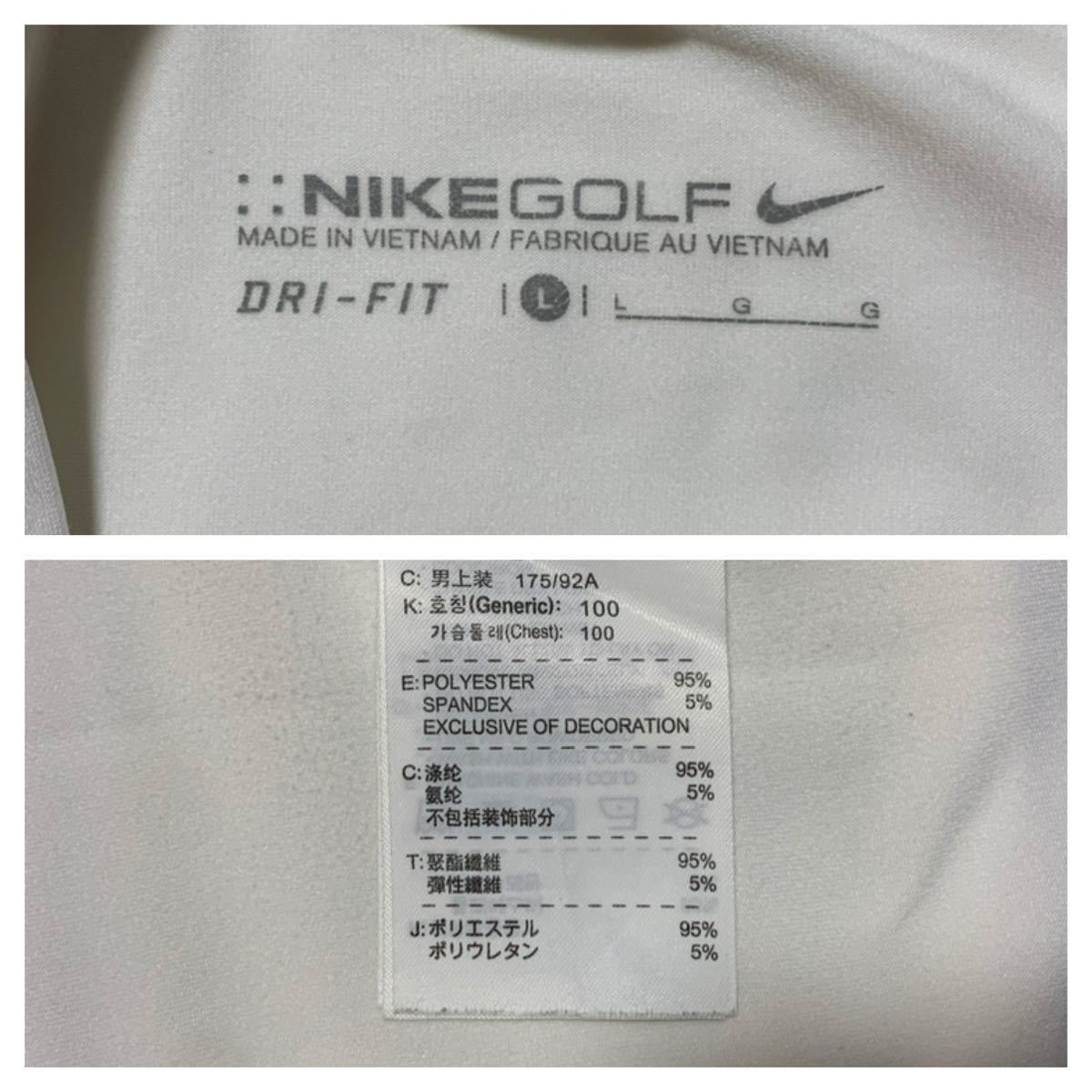 NIKE GOLF ナイキゴルフ // DRI-FIT 長袖 マークプリント ストレッチ Tシャツ (白) サイズ L_画像7